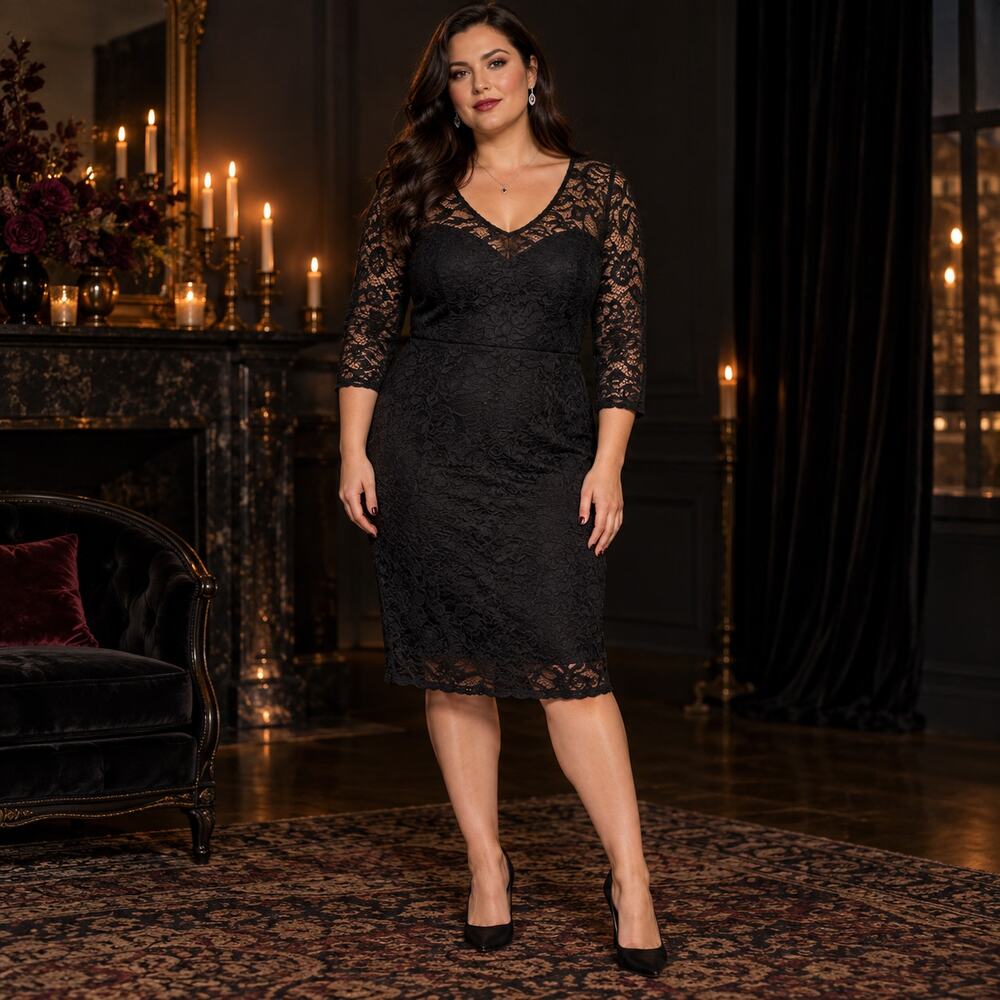Bold Elements Lace Sheath Dress Sz XL Gothic Glam Dark Romantic Wedding Guest